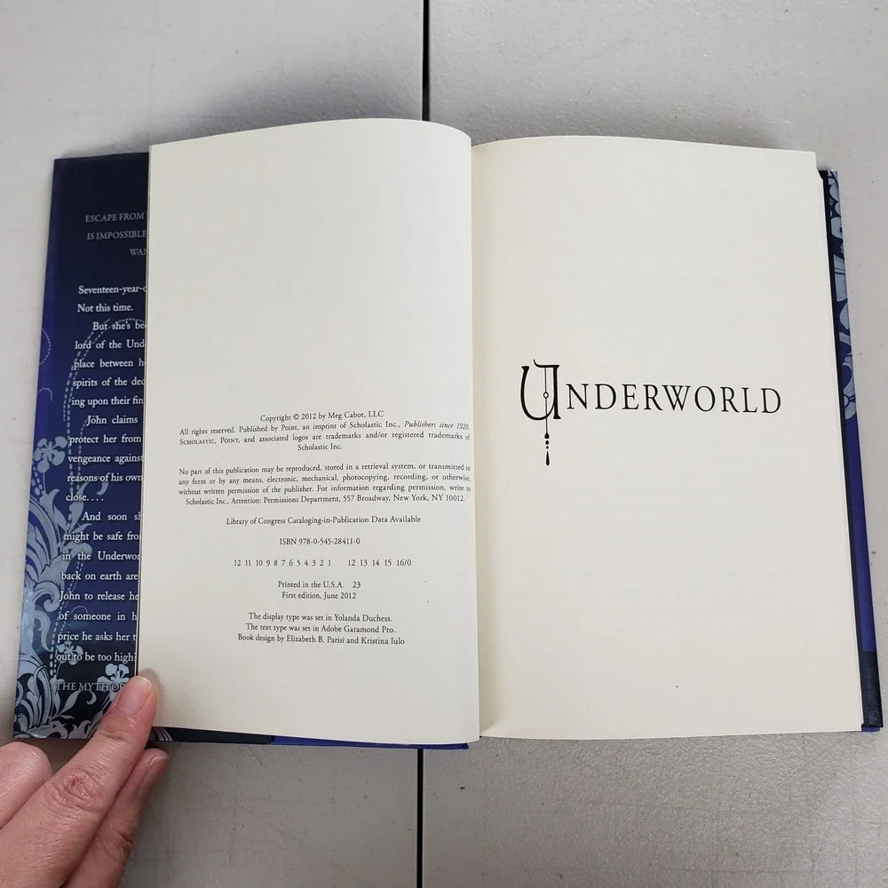 Underworld Meg Cabot Abandon Series Book 2 Hardcover First Edition 2012 YA Novel